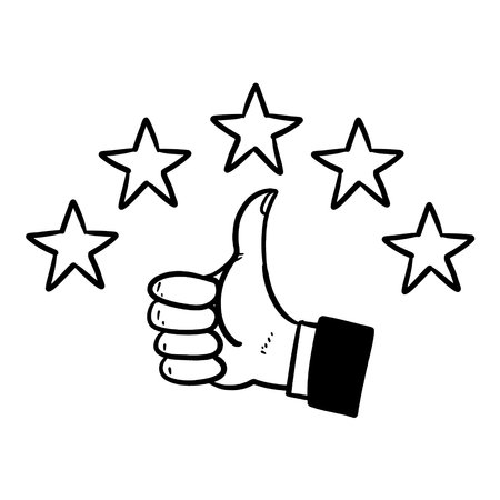 Doodle sketch style of thumb up hand gesture vector illustration for concept design.のイラスト素材