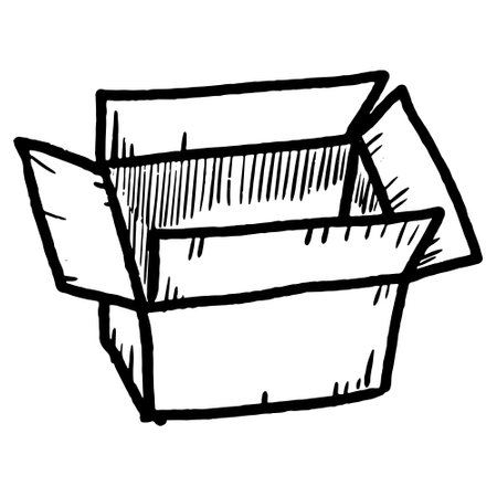 Doodle sketch style of cardboard box drawn illustration for concept design.のイラスト素材