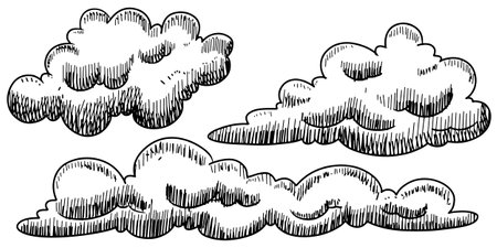 Doodle sketch style of Hand drawn Clouds cartoon vector illustration for concept design.のイラスト素材