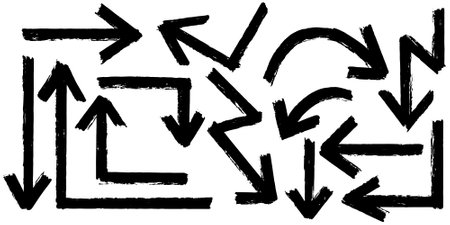 Set of Hand drawn vector arrows doodle on white background. design element vector illustration.のイラスト素材