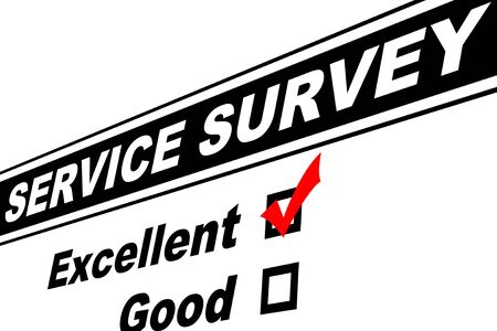 Customer service survey filled out with Excellent chosen isolated on whiteの写真素材