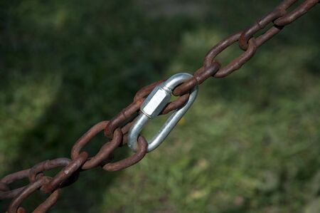 Security, safety and strength concept with reinforced chain links