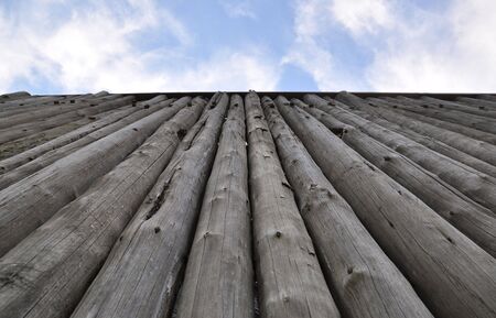 Very tall  protective fortress wooden wall の写真素材