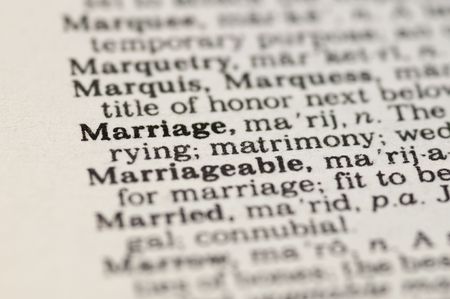 Extreme close up of the word MARRIAGE found inside a dictionaryの写真素材
