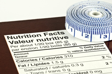 Nutrition Facts and Tape Measure Diet Conceptの写真素材