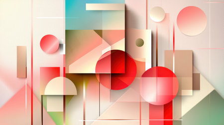 Explore a vibrant and modern composition featuring abstract geometric shapes and colors. This artwork captures the essence of contemporary design and creativity.の素材