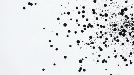 This abstract image features random black dots scattered across a clean white background. Ideal for creative projects and modern design concepts.の素材