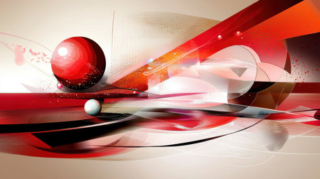 An eye-catching abstract art piece featuring bold red shapes and soft flowing curves. Ideal for creative projects, this design conveys motion and vibrancy.の素材