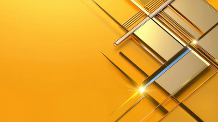 Vibrant abstract background featuring golden lines and geometric shapes, creating a modern and elegant design. Perfect for creative projects and branding.の素材
