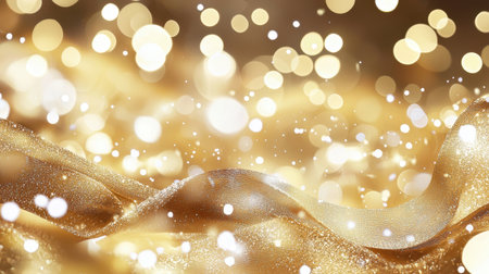 This stunning golden background features soft textures and sparkling light reflections, creating a luxurious and festive atmosphere perfect for celebrations.の素材