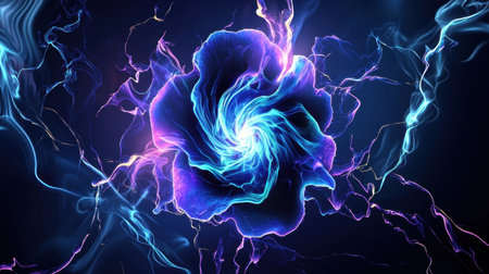 Stunning abstract artwork featuring vibrant energy in swirling motion. Vivid colors and dynamic patterns evoke a sense of flow and transformation.の素材