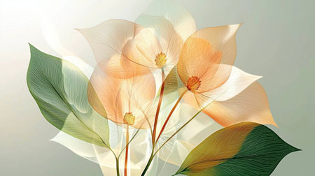 A beautiful illustration of delicate flowers showcasing soft colors and elegant lines. This artistic piece conveys a sense of tranquility and modern beauty.の素材