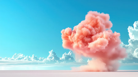 A stunning pink cloud formation blends with a bright blue sky, creating a serene and vivid landscape. This colorful scene captures the beauty of nature and evokes peaceful emotions.の素材