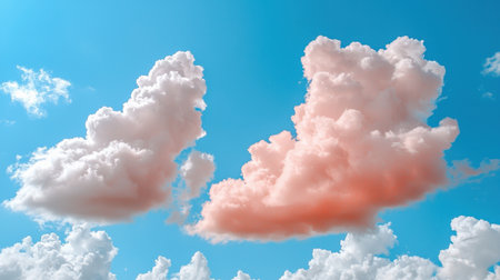 A stunning view of fluffy pink clouds against a vivid blue sky, capturing the essence of a peaceful day. Ideal for nature and sky enthusiasts.の素材