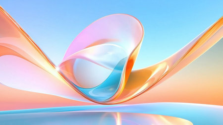 This vibrant abstract image showcases flowing waves in soft colors and smooth textures, creating a serene and dreamlike atmosphere, ideal for modern design projects.の素材