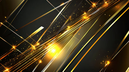 This captivating abstract image features elegant golden light stripes on a dark background, perfect for modern design projects and wallpapers.の素材