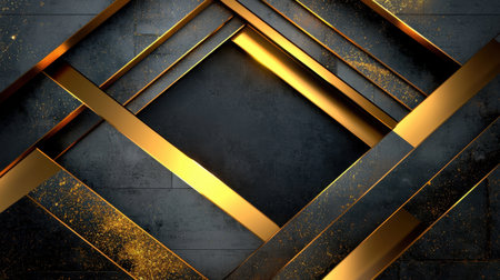 Explore a luxurious geometric background featuring gold textures set against a dark surface. Perfect for upscale designs and modern aesthetics.の素材