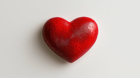 This image features a vibrant red heart with intricate spiral patterns, perfect for conveying emotions related to love and romance in various creative projects.の素材