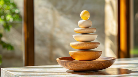 A cozy arrangement of wooden stacking toys showcasing natural finish and design, perfect for enhancing sensory development and creativity in children.の素材