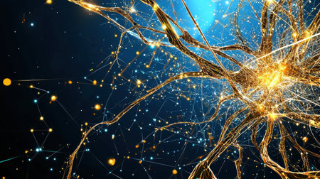 Explore a captivating digital art piece showcasing intricate neural connections. This image represents the beauty of biology blended with innovation and technology.の素材