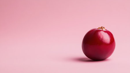 This image features a fresh red apple resting on a smooth pink background. The vibrant color and soft lighting create a beautiful and minimalistic composition, perfect for health and food themes.の素材