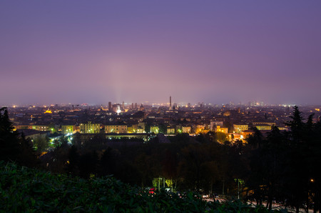 Bologna from near hill, Torri Asinelliの写真素材