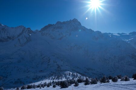 Panoramic view of mountains and clouds above Passo del Tonale