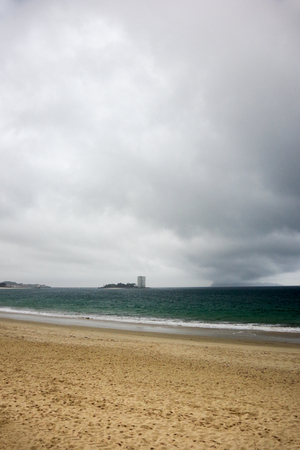 On the Samil beach before storm, Vigo, Galicia, Spain, Europeの写真素材