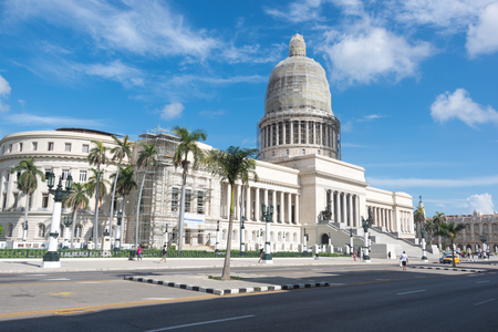 Havana, Cuba - 06 29 2018: Life in front of Capitolのeditorial素材