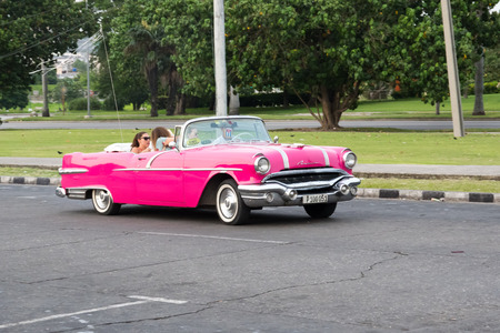 Havana, Cuba - Jul 8 2018: Old timer car on streets of Havanaのeditorial素材