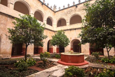 interior indoor architecture ancient catholic convent mexico wall decoration no peopleの写真素材