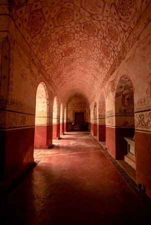 interior indoor architecture ancient catholic convent mexico wall decoration no people