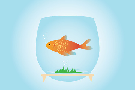 Goldfish in aquarium, on blue and gentle background (vector and illustration)のイラスト素材