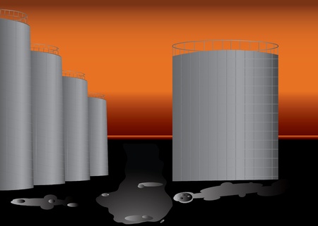 Big Oil base with plenty of oil in barrels.のイラスト素材