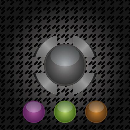 Abstract design transparent buttons in different colors on a dark metallic background.のイラスト素材