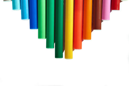 Set of bright colored markers closeup の写真素材