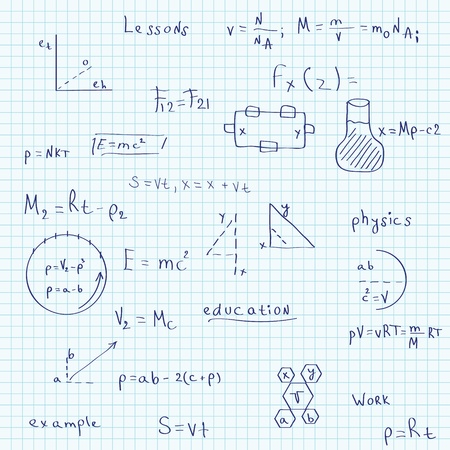 Illustration of a school exercise book on physics  Seamless pattern のイラスト素材