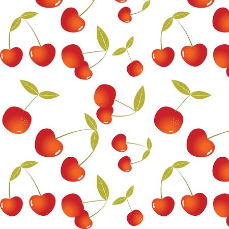 Seamless fresh red cherry pattern  Vector illustration