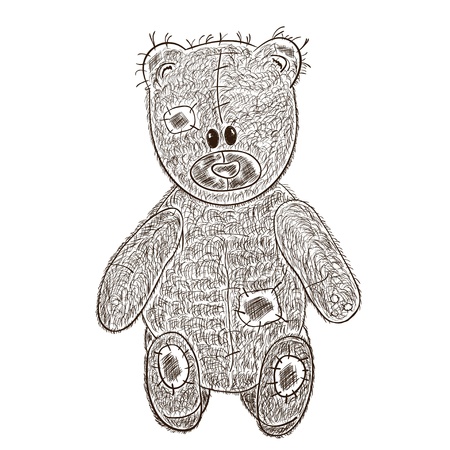 Teddy bear hand draw  illustration on white background のイラスト素材