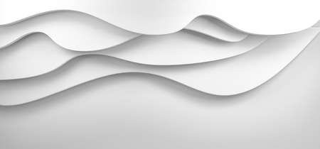 White Architecture horizontal waves 3D rendering. Abstract Curved Shapes. 01の写真素材
