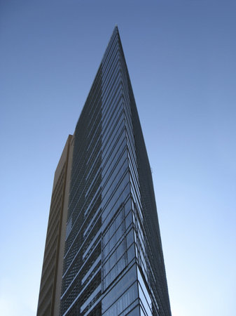 architectural detail near Potsdam Square in Berlin (Germany) at summer time in blue sky