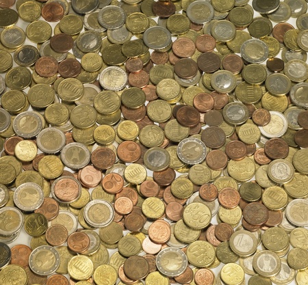 full frame background with mixed euro coins