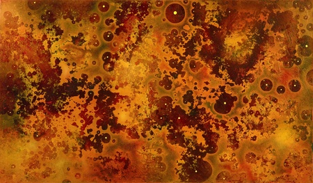 abstract picture painted by me, named Stellar Red, it shows a riven structure toned in orange and...
