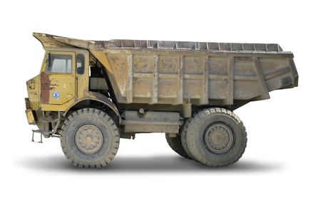 sideway shot of a old skip, isolated on white with shadow and clipping pathの写真素材