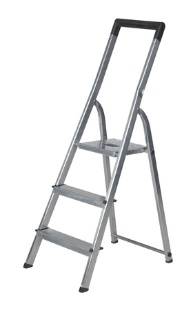 studio photography of a metal ladder isolated on white with clipping path