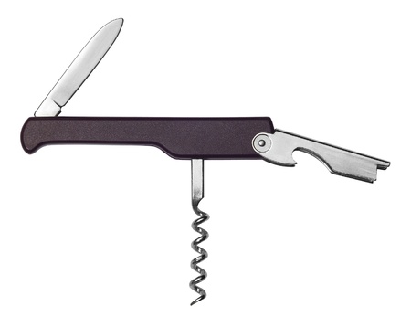 studio photography of a spread sommelier knife isolated on white, with clipping path