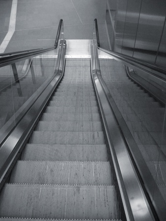moving stairs seen from aboveの写真素材