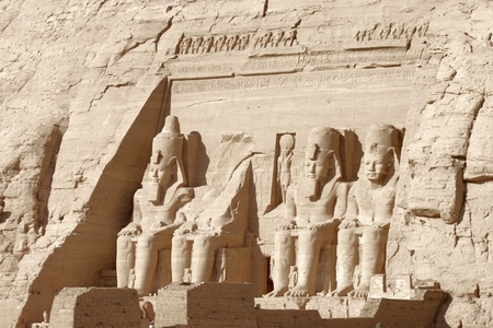 architectural detail of the historic Abu Simbel temples in Egypt (Africa)