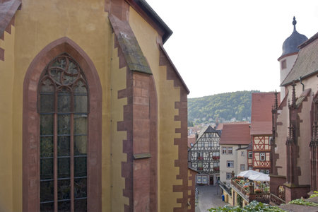 detail of the Kilianskapelle and Stiftskirche in the Old Town of Wertheim am Main (Southern Germany)のeditorial素材