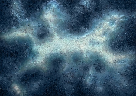 picture painted by me, named Atoll, it shows a rough abstract structure in iridescent blue colors, a...